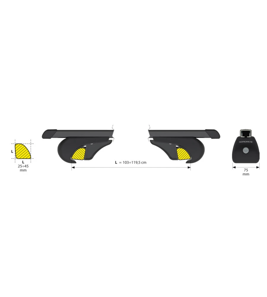Coppia barre portatutto in acciaio rail top - l - 127 cm  n15031