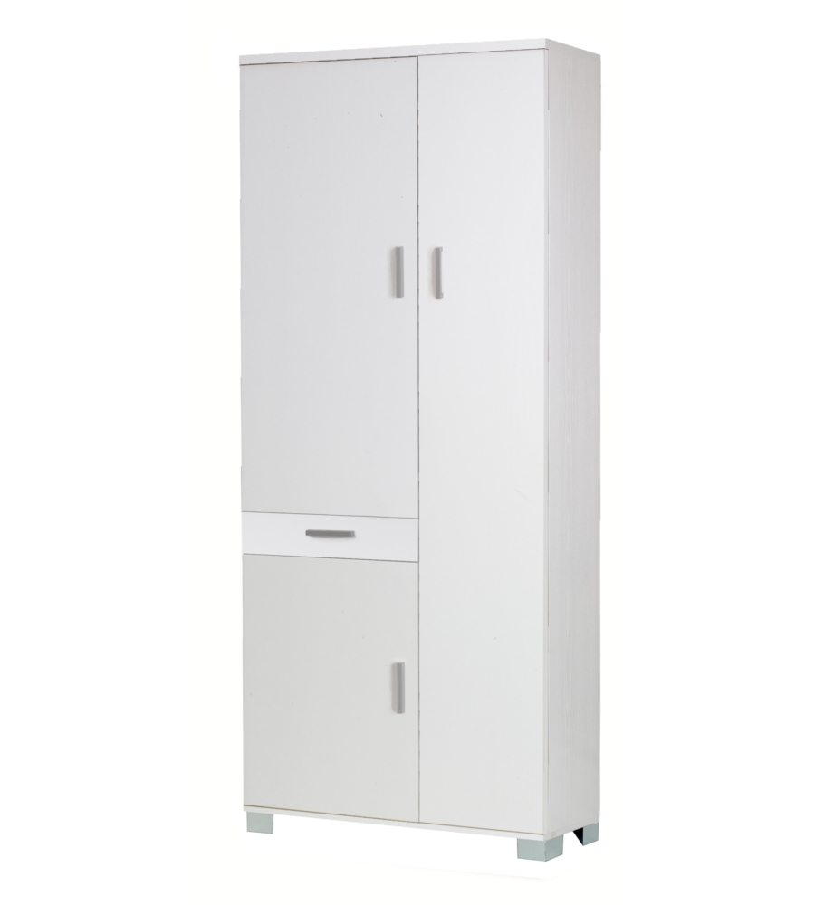 Mobile 3 ante e 1 cassetto bianco fiammato, 77x179x34 cm