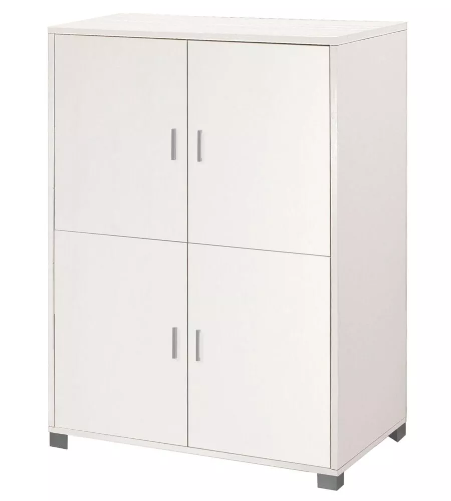 Mobile multiuso 4 ante bianco fiammato, 107x41x162 cm