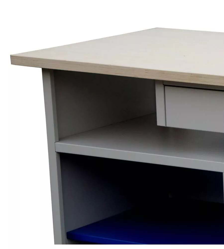 Banco da lavoro con ripiani e anta, 120x60x84 cm
