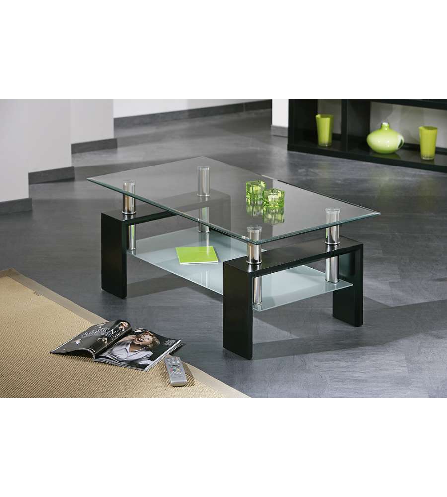 105 x 55 x 42 cm L x W x H colore: nero Tavolino da salotto lunghezza x larghezza x altezza Black Vetro 1200x700x760mm moderno con ripiano in vetro 