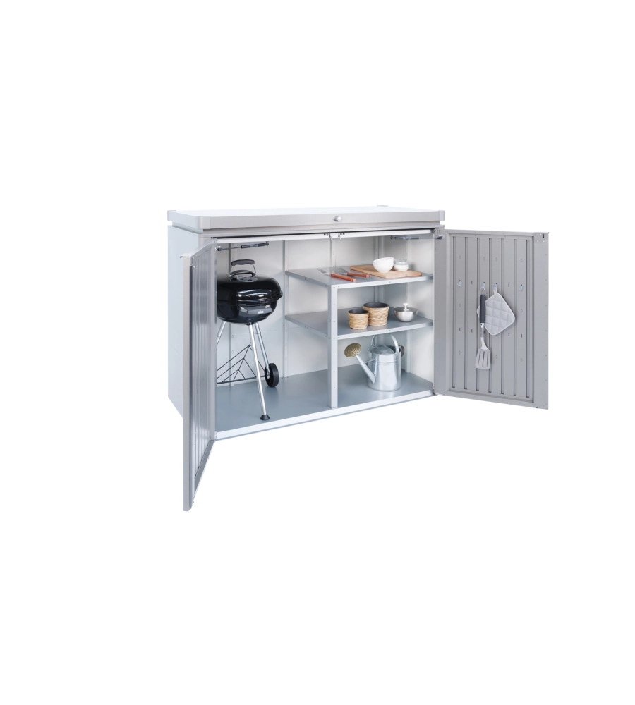 COPRIBIDONE O PORTATTREZZI BIOHORT "HIGHBOARD 160" IN ACCIAIO ZINCATO GRIGIO QUARZO METALLIZZATO - COD. 70015