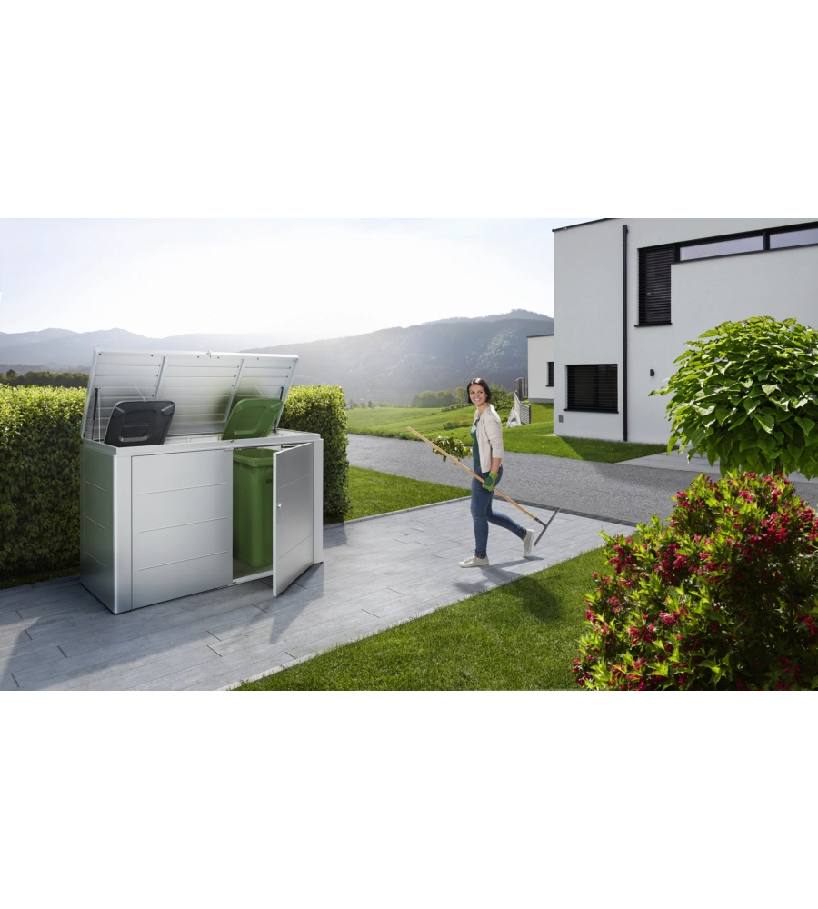 Copribidone o portattrezzi biohort "highboard 200" in acciaio zincato argento metallizzato - cod. 72025
