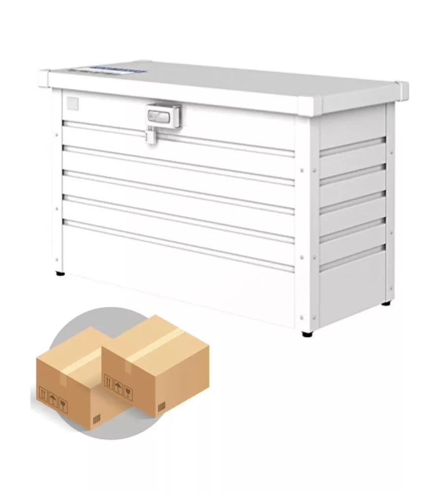 Baule postale per pacchi impermeabile biohort "paket-box 100" in acciaio zincato bianco 195 lt 101x46x61 cm - cod. 61910