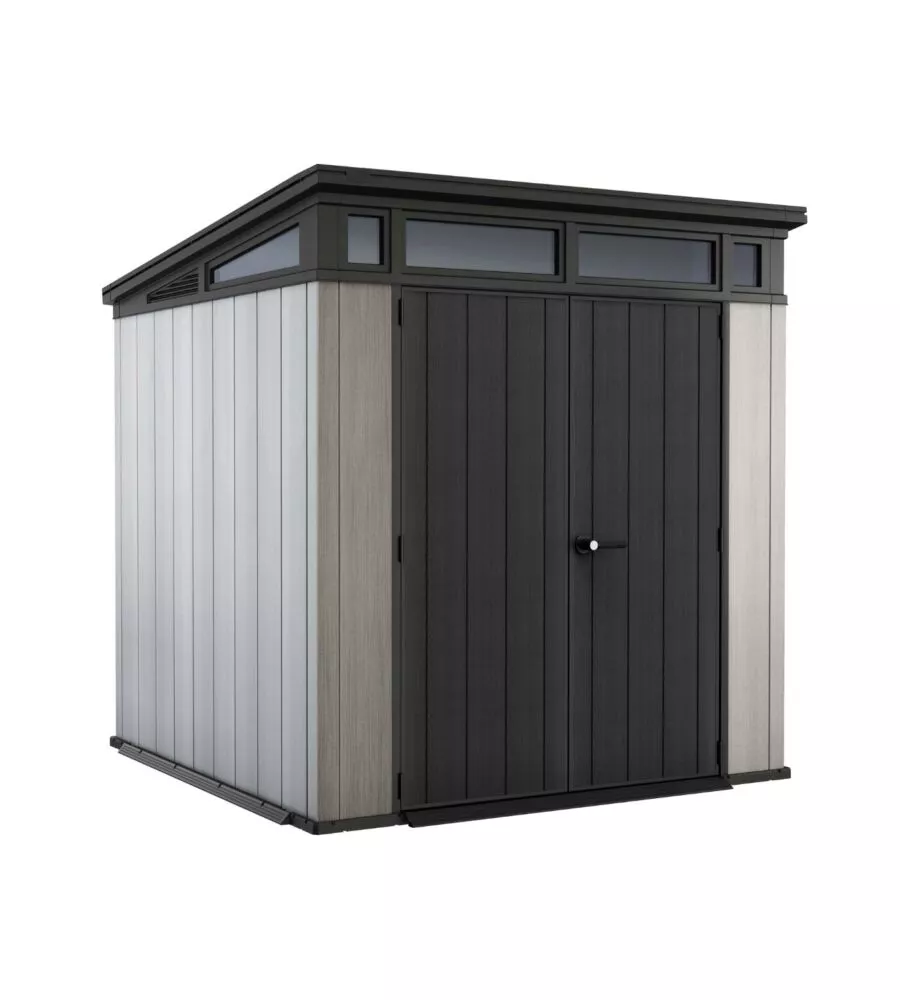 Casetta da giardino keter "artisan 7x7" in duotech colore grigio con porta battente doppia 214x218x226 cm
