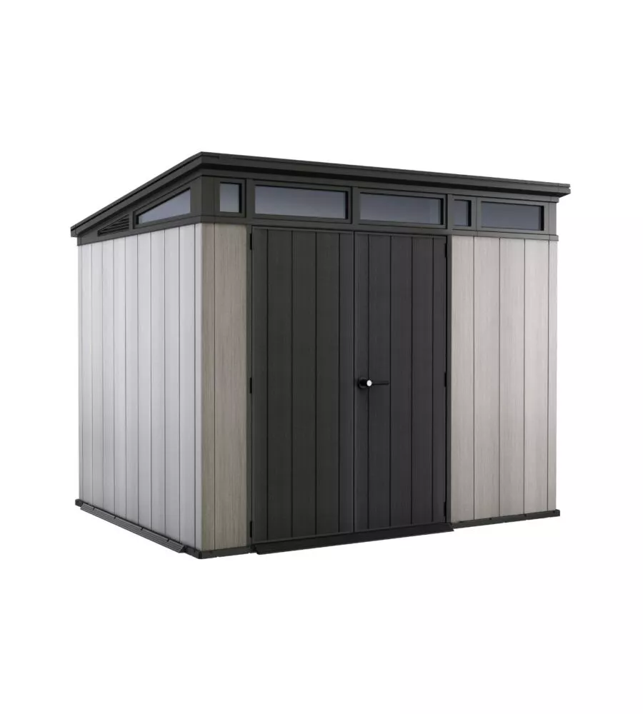 Casetta da giardino keter "artisan 9x7" in duotech colore grigio con porta battente doppia 277x218x226 cm