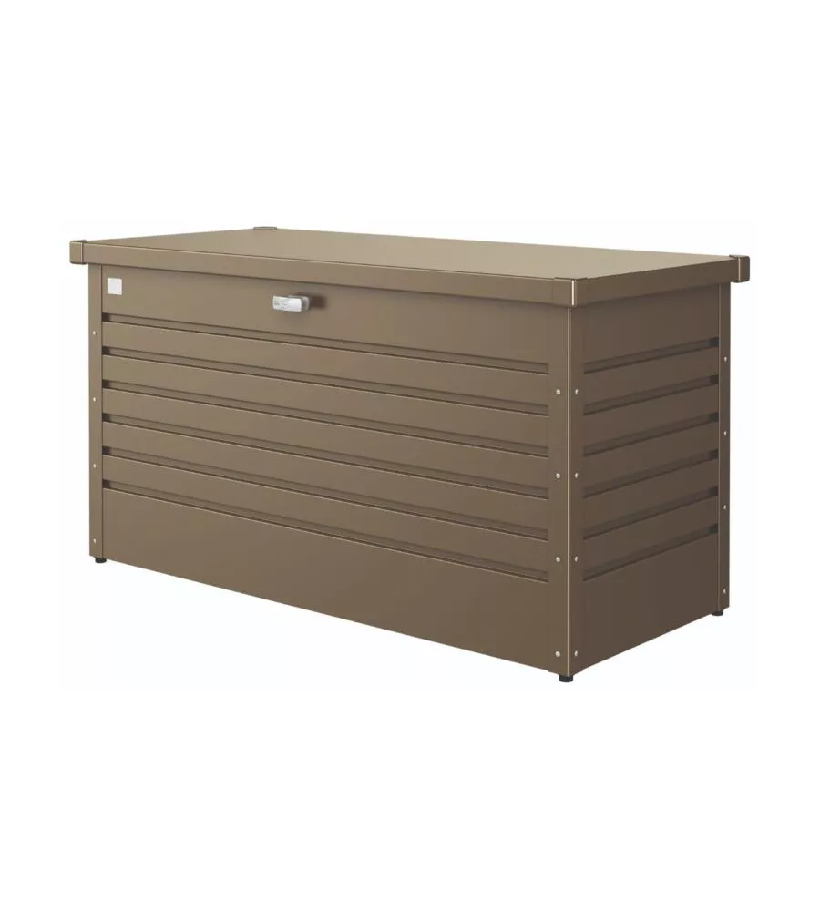 Baule da esterno impermeabile biohort "130" in acciaio zincato bronzo metallizzato 460 lt 134x62x71 cm - cod. 62040