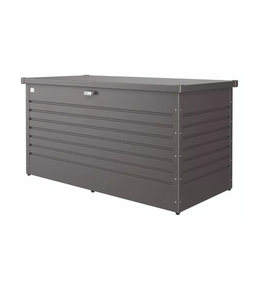 Baule da esterno impermeabile biohort "160" in acciaio zincato grigio scuro metallizzato 830 lt 160x79x83 cm - cod. 65060