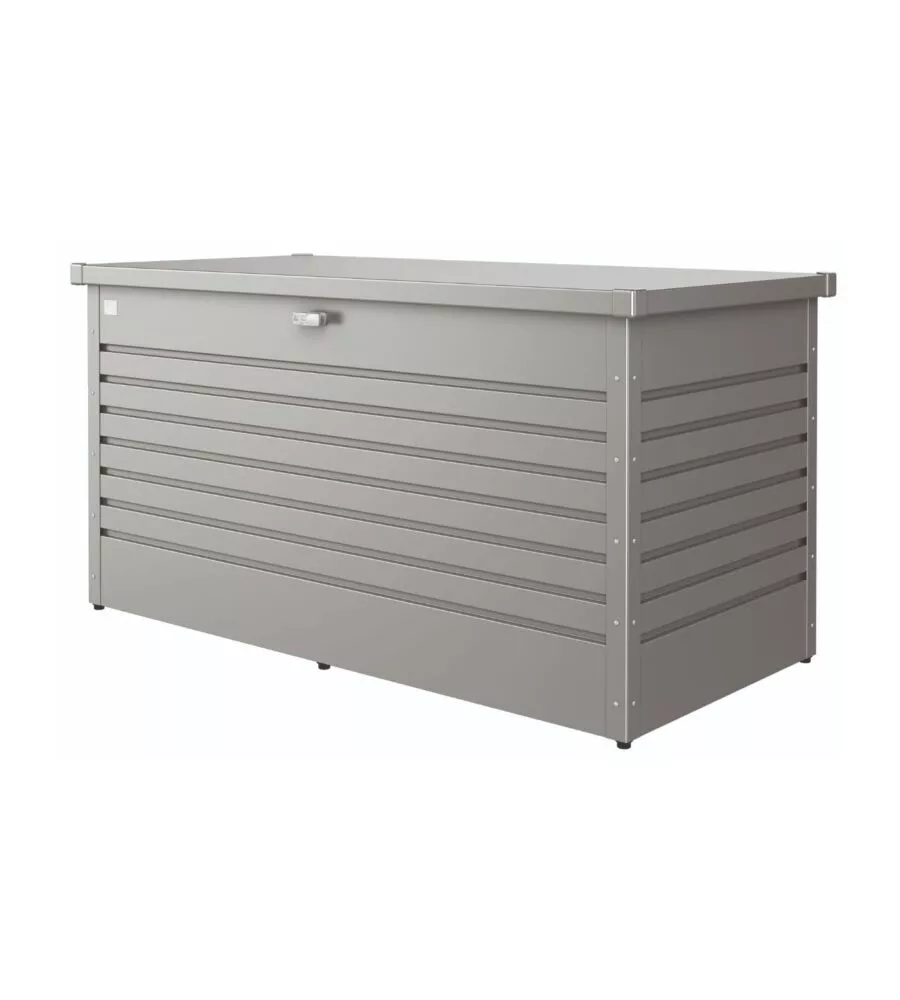 Baule da esterno impermeabile biohort "160" in acciaio zincato grigio quarzo metallizzato 830 lt 160x79x83 cm - cod. 68060