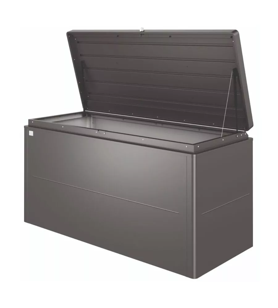 Baule da esterno impermeabile biohort "loungebox 160" in acciaio zincato grigio scuro metallizzato 850 lt 160x70x83,5 cm - cod. 65065