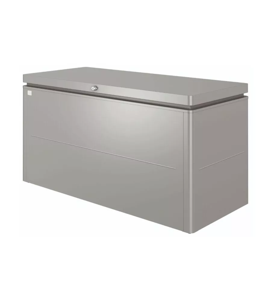 Baule da esterno impermeabile biohort "loungebox 160" in acciaio zincato grigio quarzo metallizzato 850 lt 160x70x83,5 cm - cod. 68065