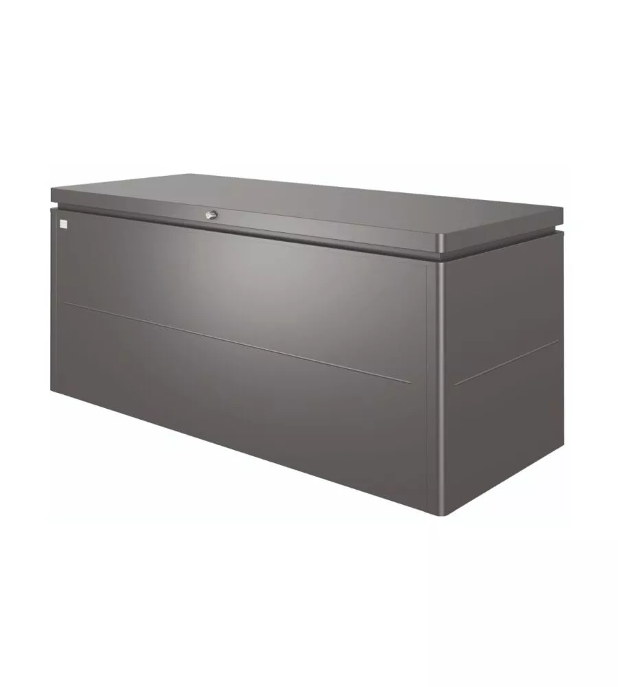 Baule da esterno impermeabile biohort "loungebox 200" in acciaio zincato grigio scuro metallizzato 1400 lt 199x80x81 cm - cod. 65075