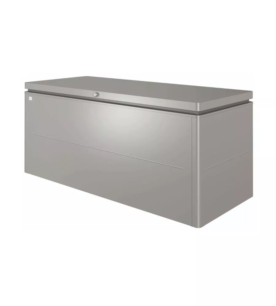 Baule da esterno impermeabile biohort "loungebox 200" in acciaio zincato grigio quarzo metallizzato 1400 lt 199x80x81 cm - cod. 68075