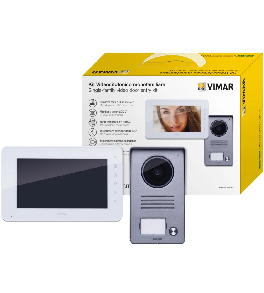 Kit videocitofonico da parete monofamiliare vimar con vivavoce intercomunicante