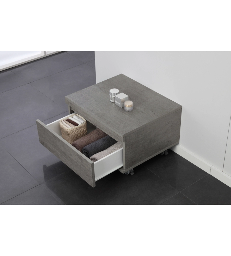 Cassettiera su ruote "shelf" 1 cassetto cemento, 58x48x29,5 cm