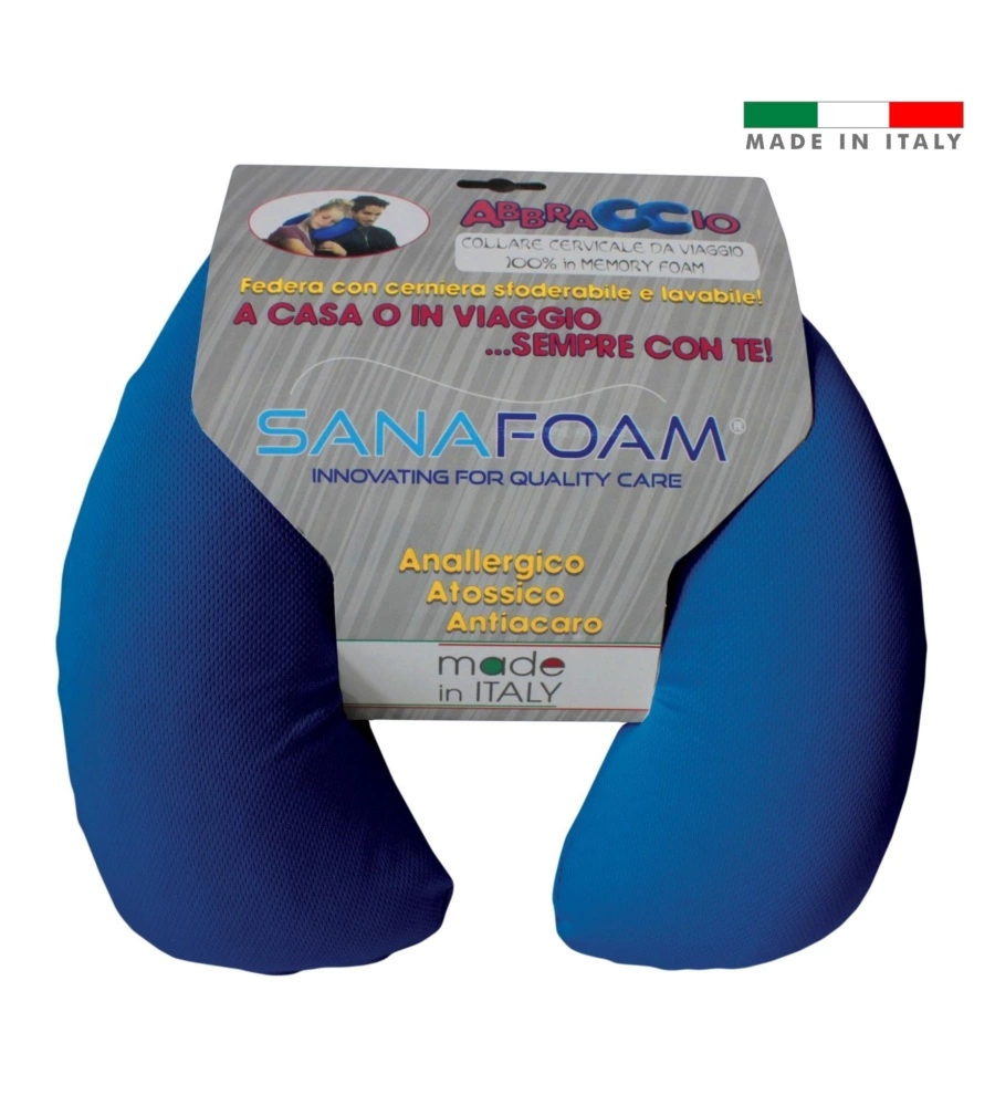 Cuscino da viaggio in memory foam blu
