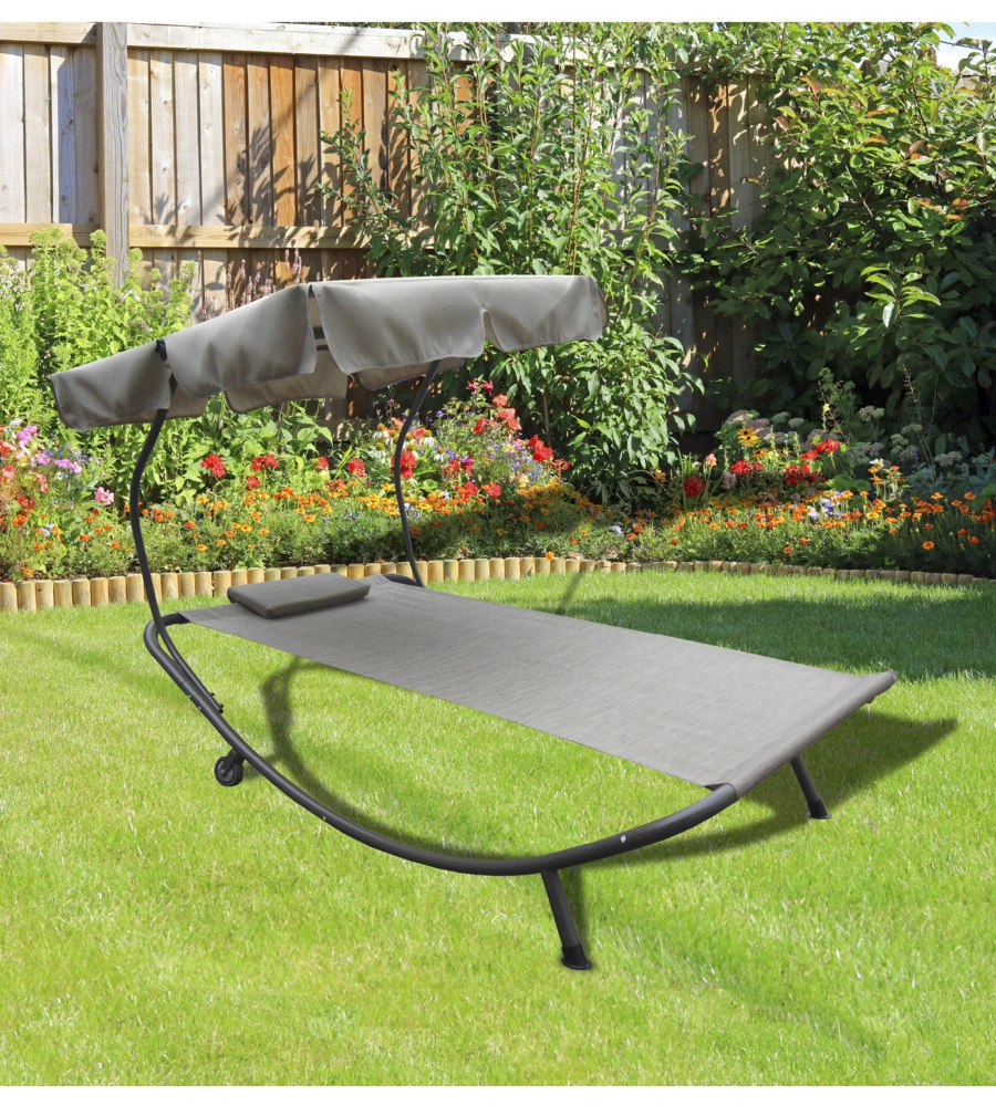 Lettino amaca da esterno eurogarden con tettuccio colore beige 200 x 110 x 110 cm