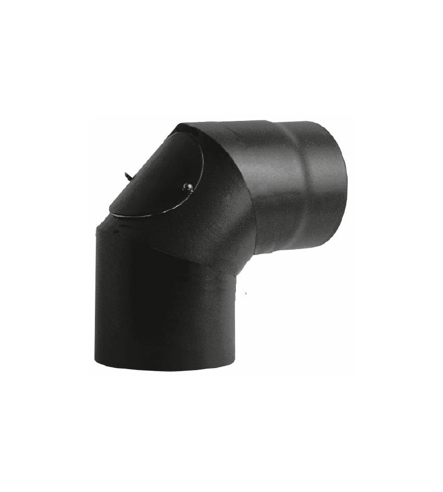 Tubo A T Con Tappo D. 80mm ALA ECO PELLET Nero Opaco Per Stufe A Pellet