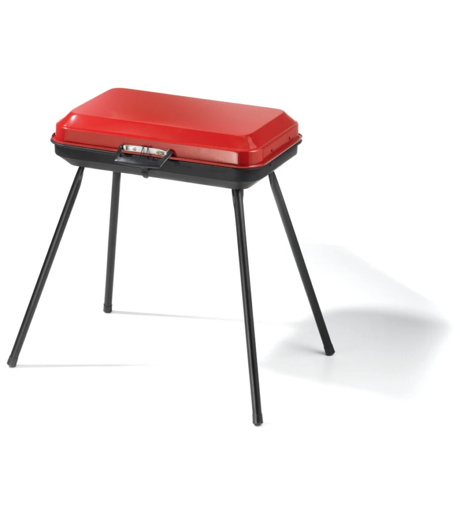 Barbecue a carbone a valigetta con coperchio ompagrill con griglia 28x46,5 cm