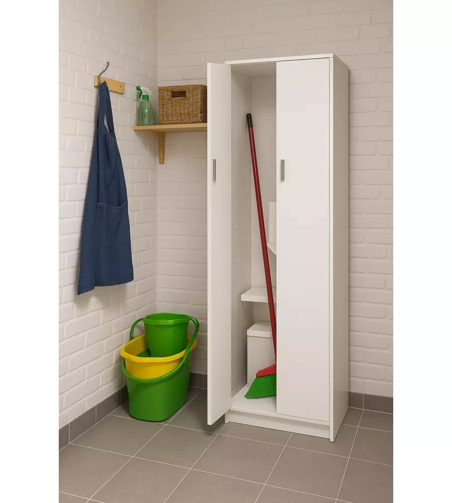 Armadio portascope bianco fiammato 62x34x183 cm