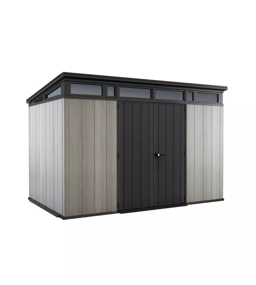 Casetta da giardino keter "artisan 11x7" in duotech colore grigio con porta battente doppia 342x218x226 cm