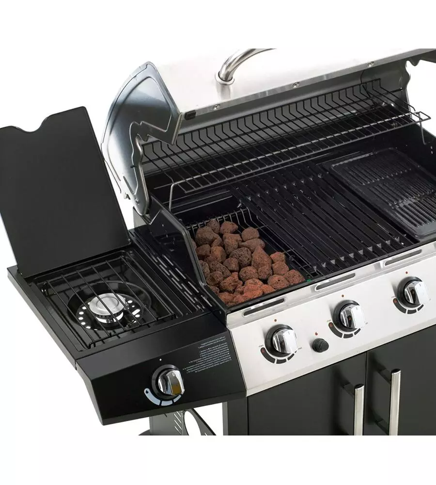 Barbecue a gas sochef "golosone 3" con cottura a pietra lavica o australiana 3 bruciatori - cod. g45129