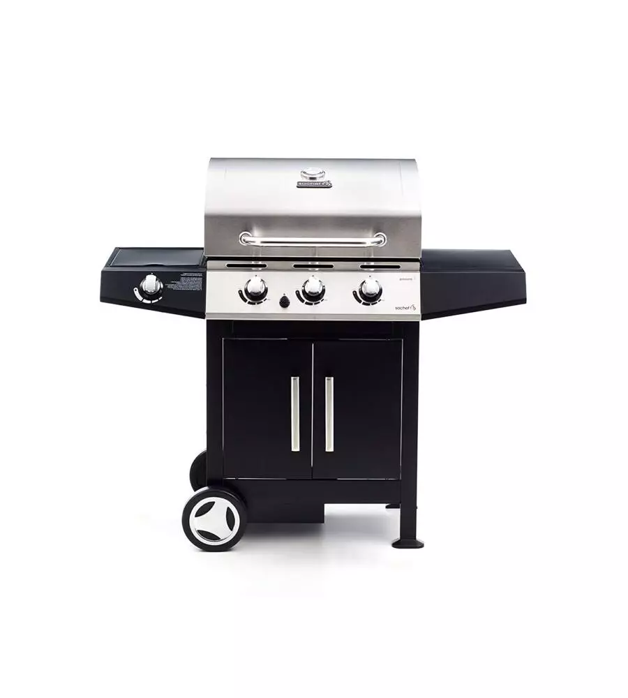 Barbecue a gas sochef "golosone 3" con cottura a pietra lavica o australiana 3 bruciatori - cod. g45129