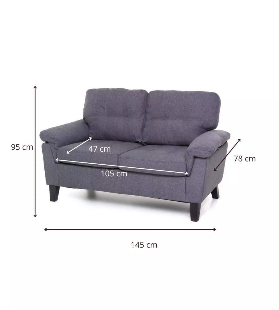Divano 'denver' 2 posti tessuto blu jeans, 145x95x78 cm