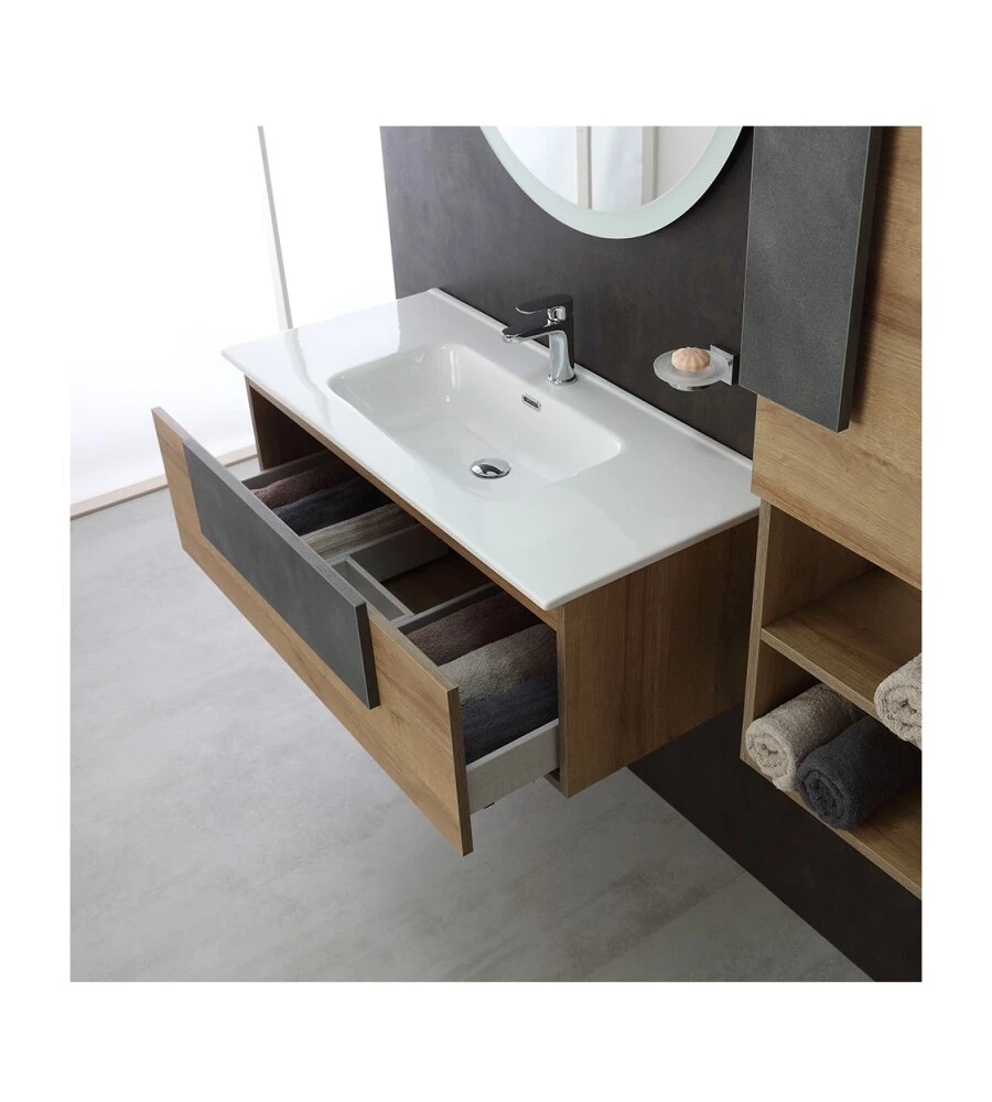 Mobile bagno sospeso "urban" con specchio e cassetti, 100x47x38 cm