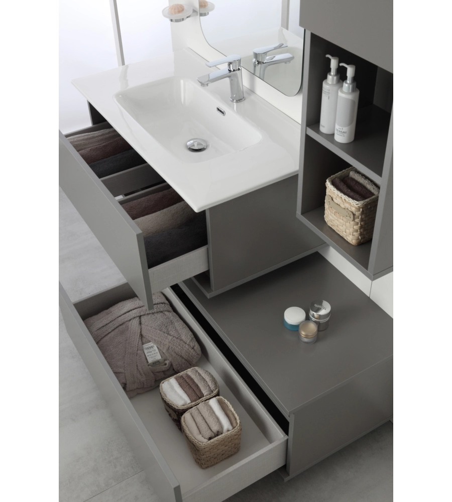 MOBILE BAGNO SOSPESO "PASTELLO" GRIGIO CON 2 ANTE, 80X37X69 CM