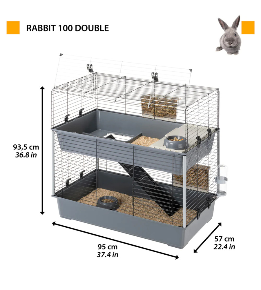 Gabbia Per Conigli rabbit 100 Double A Due Piani, 99x51, 5x92 Cm -  Ferplast in vendita online