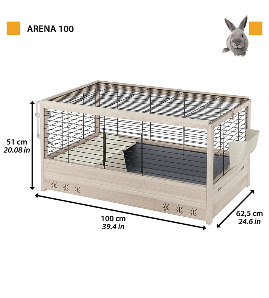 Gabbia Per Conigli arena 100 In Legno, 100x62, 5x51 Cm - Ferplast in  vendita online