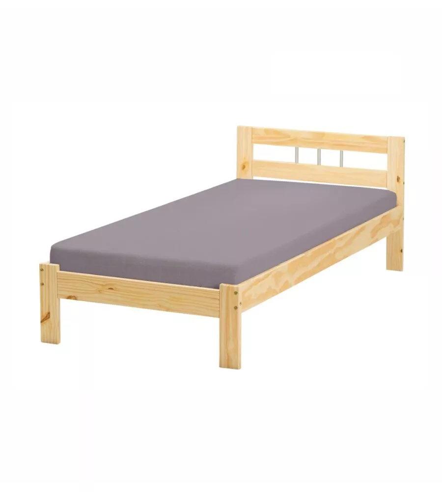 Letto singolo in legno di pino massello 96x205x72 cm