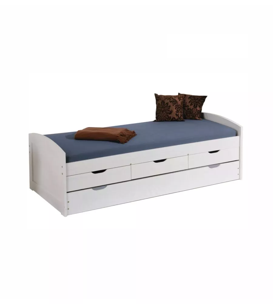 Letto singolo con cassetti e secondo letto a scomparsa "ulli" 98x205x63 cm