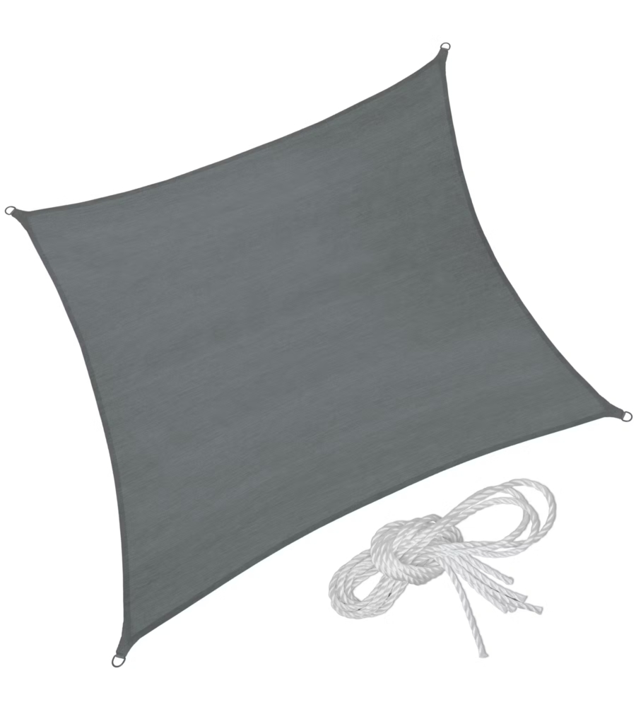 Telo parasole quadrato eurogarden in poliestere grigio 3x3 m