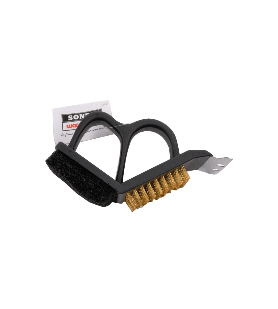 Spazzola ergonomica pulisci griglie e piastre per barbecue