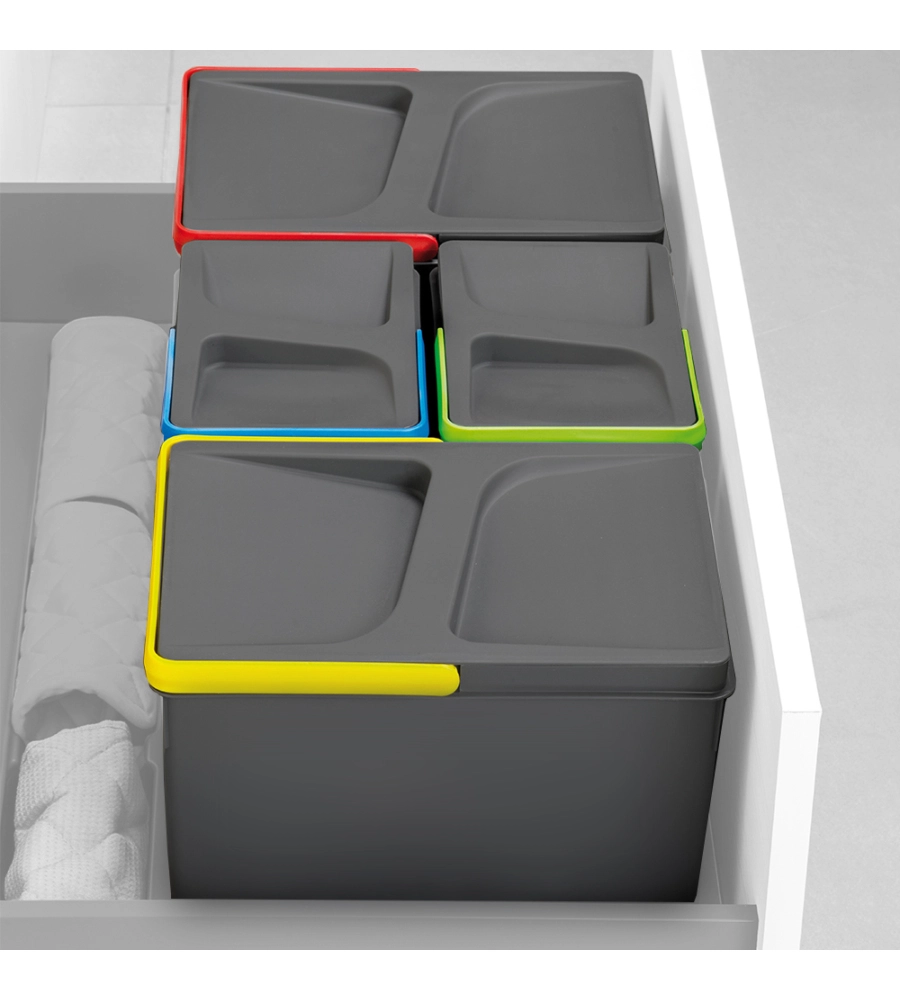 Contenitori per raccolta differenziata emuca "recycle" per modulo 60 cm, 12lt+6lt+6lt