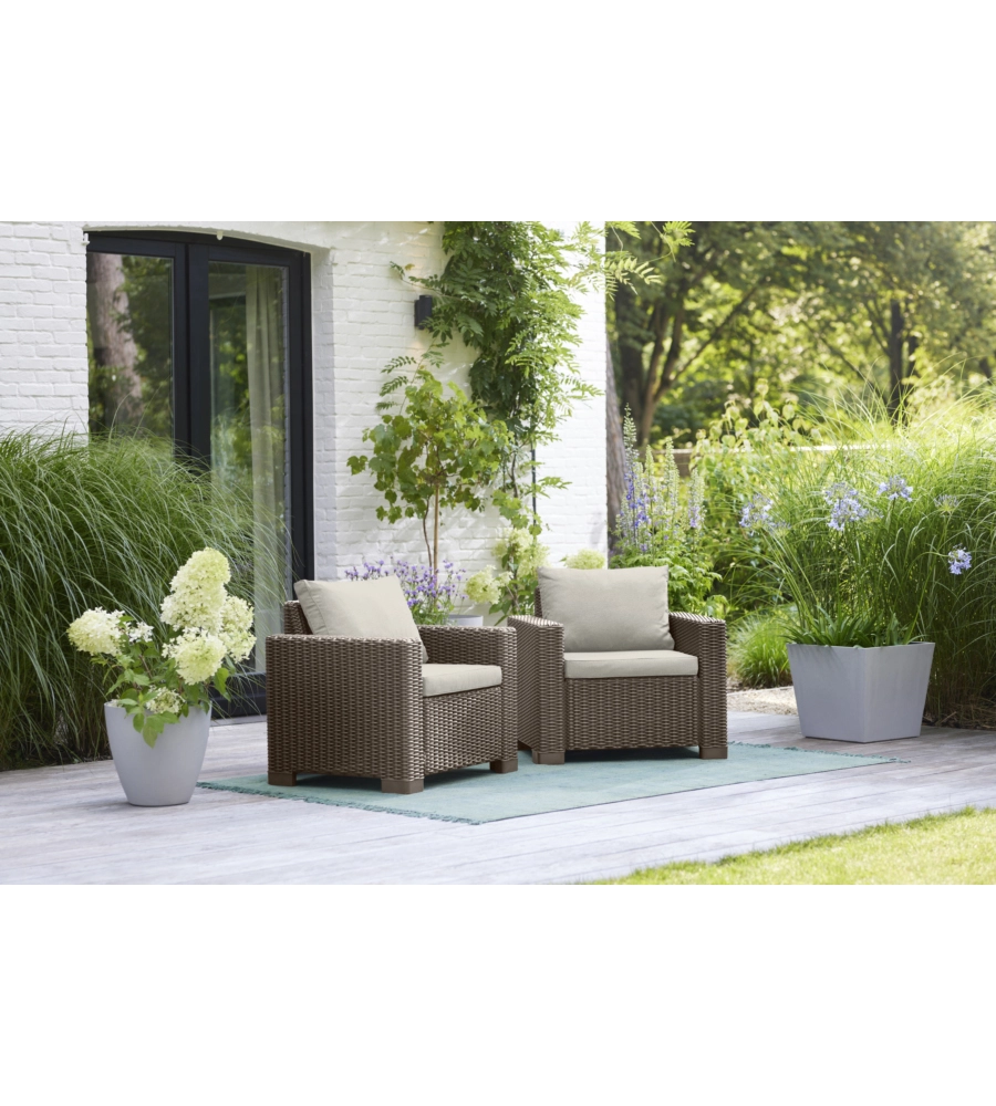 Set da giardino keter "california lounge" in polipropilene cappuccino 4 sedute e tavolino