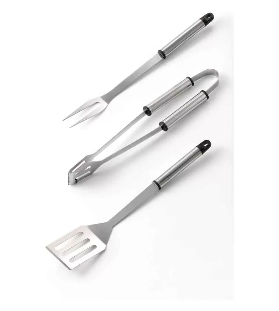 Set 3 utensili per barbecue ompagrill in acciaio 36 cm