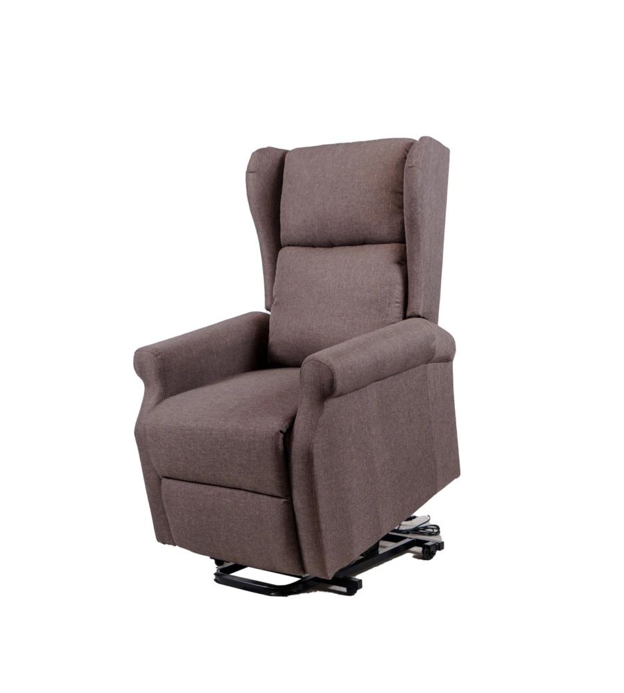 Poltrona relax con recliner elettrico bellahome "berg" tessuto marrone, 72,5x94x109 cm