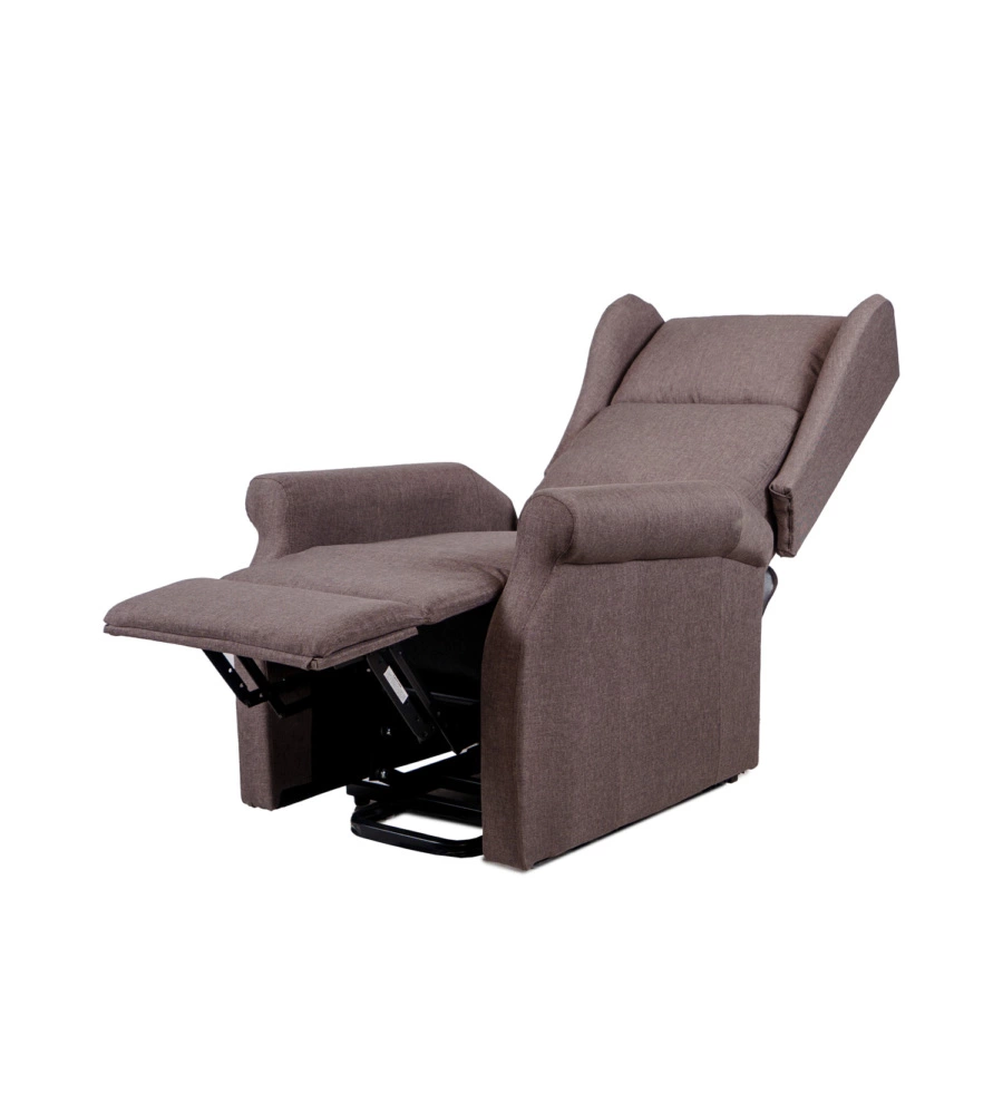 Poltrona relax con recliner elettrico bellahome "berg" tessuto marrone, 72,5x94x109 cm