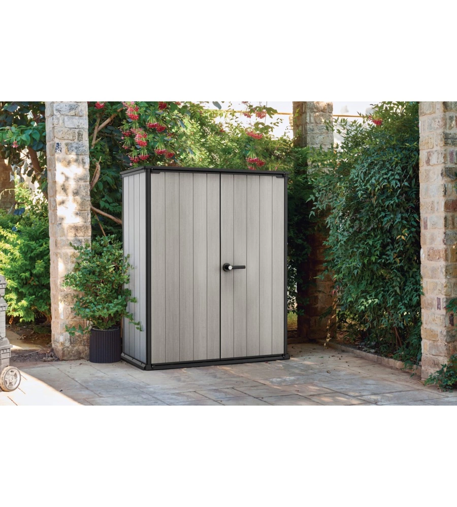 Porta attrezzi da esterno "high store" in duotech grigio 140x73,6x170,4 cm