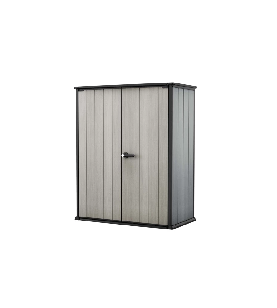 Porta attrezzi da esterno "high store" in duotech grigio 140x73,6x170,4 cm