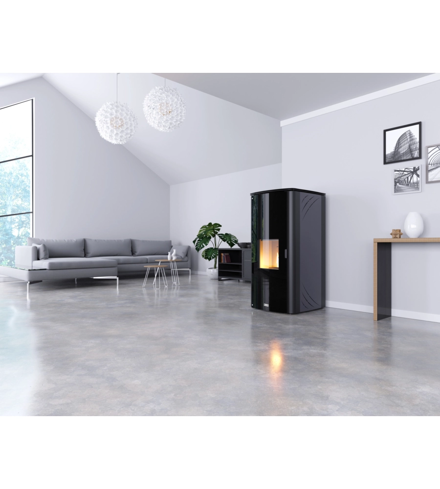 Termostufa a pellet canadian stove "class thermo 20" grigio puntinato 19 kw