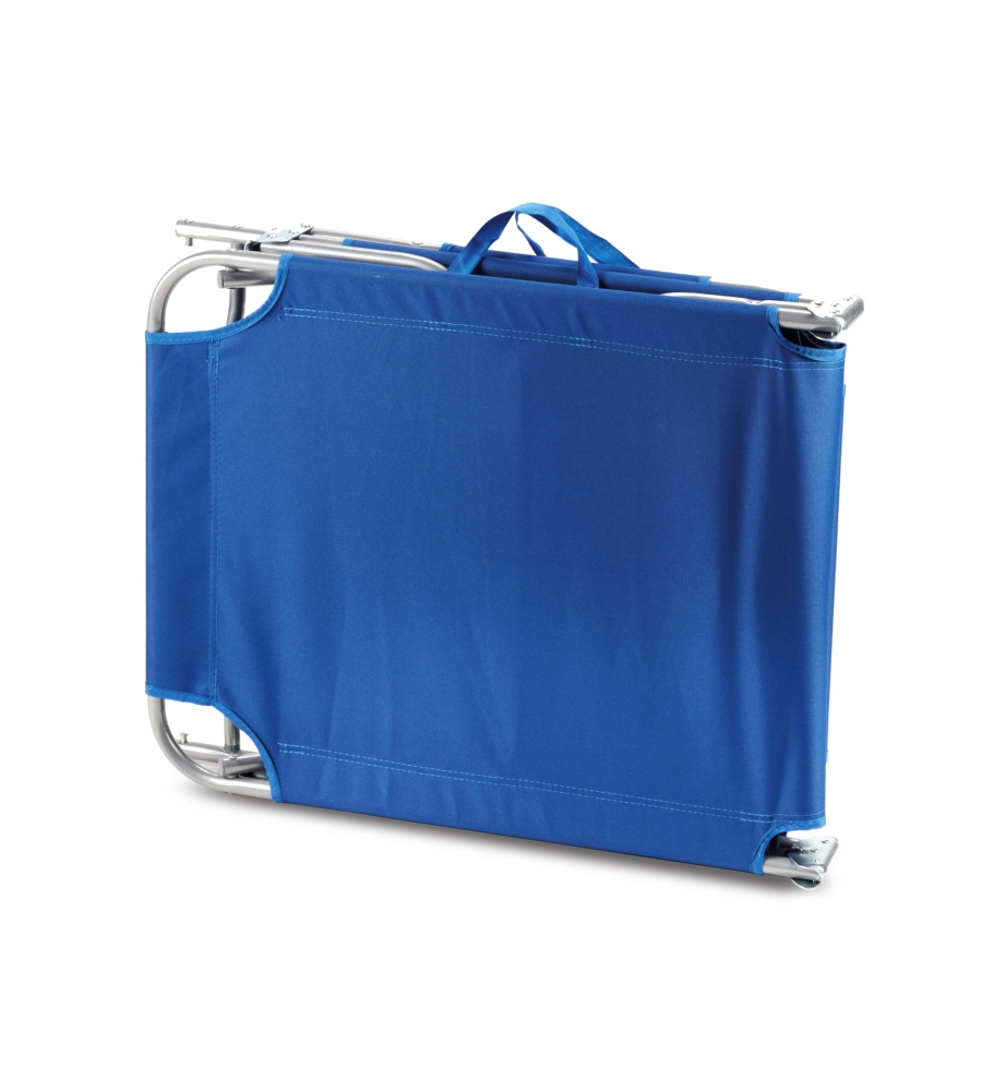 Lettino prendisole pieghevole e reclinabile essenza "maiorca" in acciaio e pvc blu 188x24x55 cm