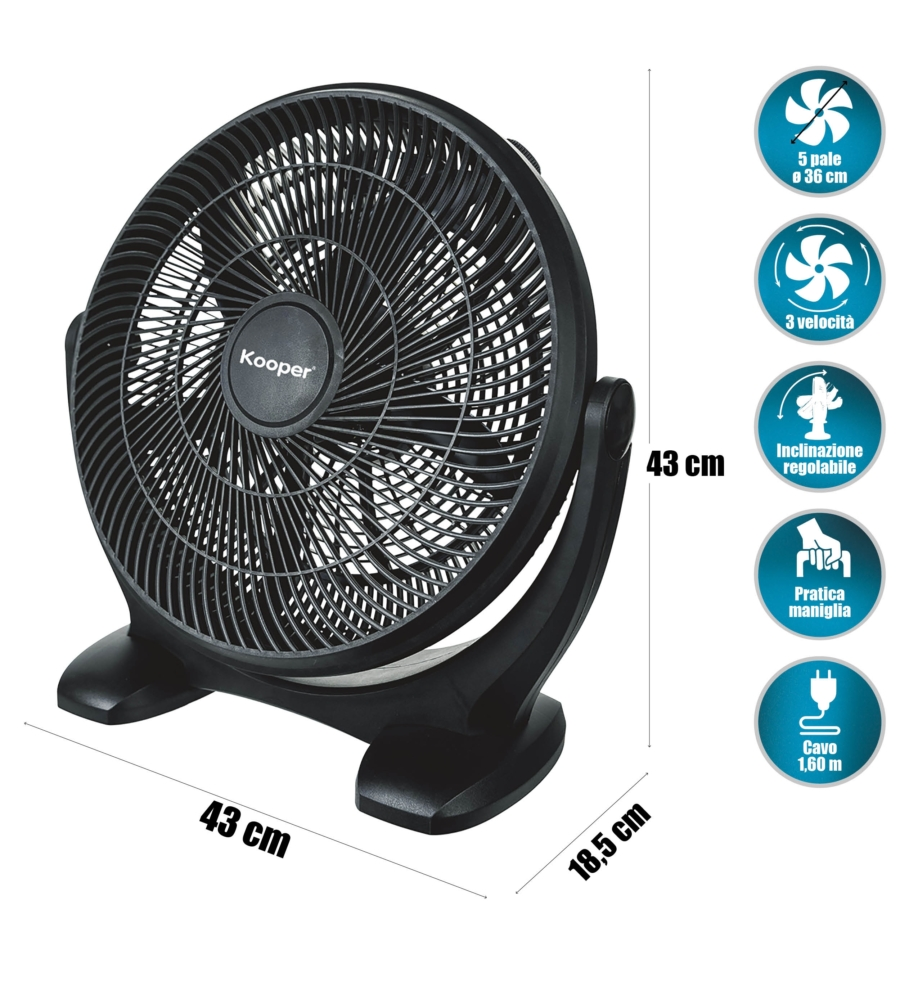 Ventilatore da appoggio nero 50 w