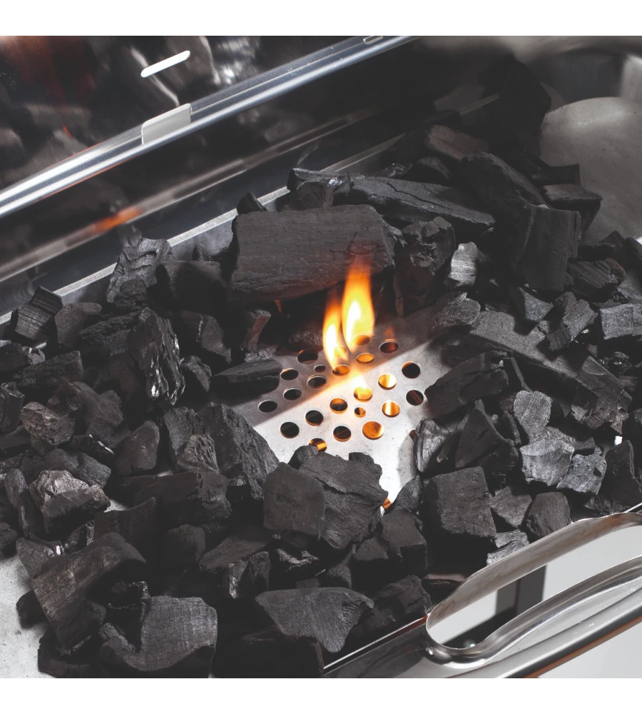 Barbecue a carbonella ompagrill "60-40 pro c" in acciaio inox 60,5x33x96 cm