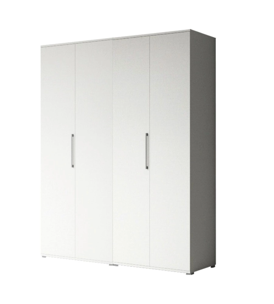 Armadio bianco a 4 ante, 160x52x207 cm