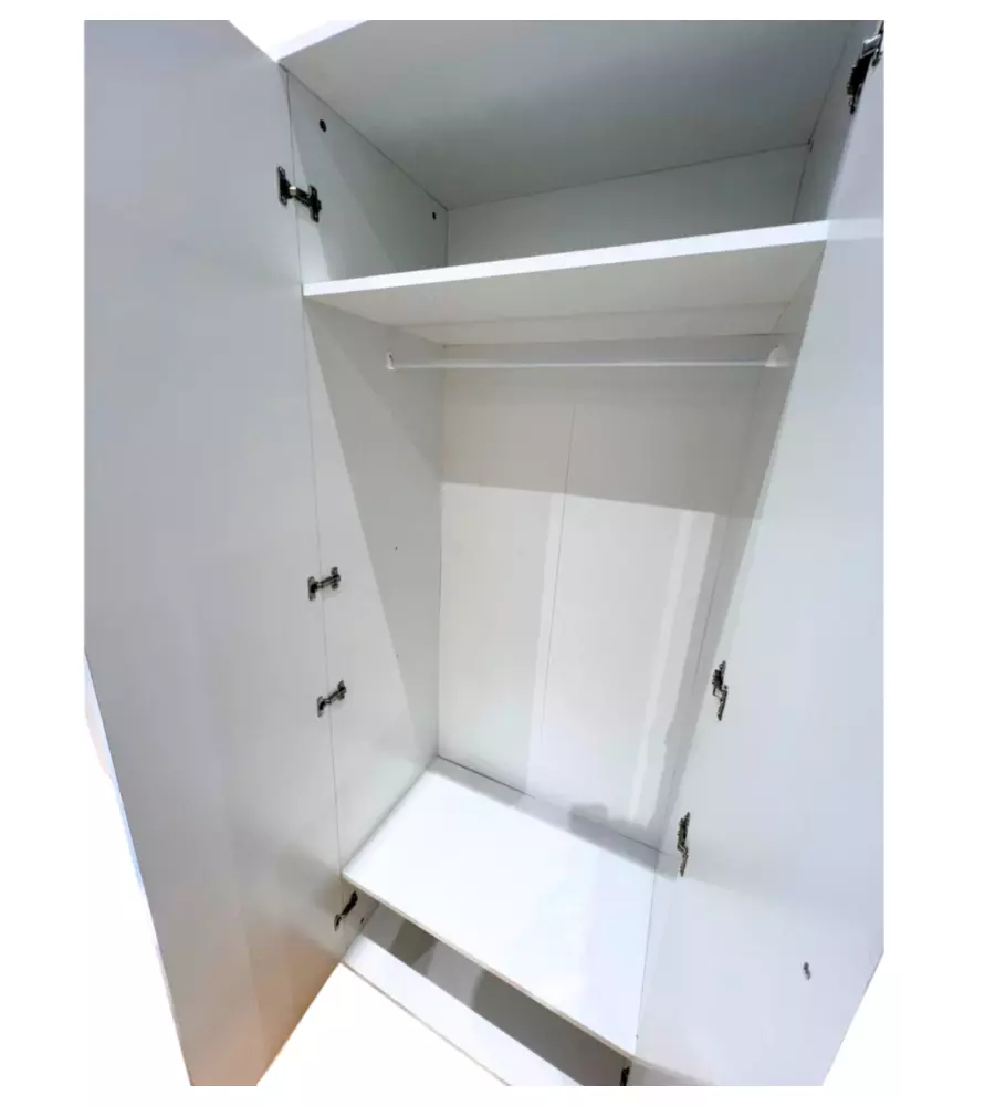 Armadio bianco a 8 ante, 320x52x207 cm