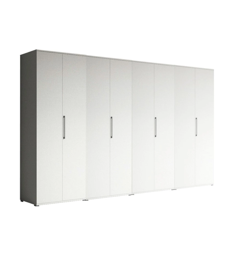 Armadio bianco a 8 ante, 320x52x207 cm